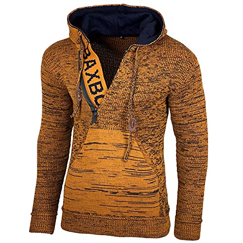 Kapuzenjacke Herren Winter Top Kapuzenpullover Reißverschluss Pulli Sweatshirt Jacke BB-277 Neu, Farbe:Camel, Größe:2XL von Baxboy