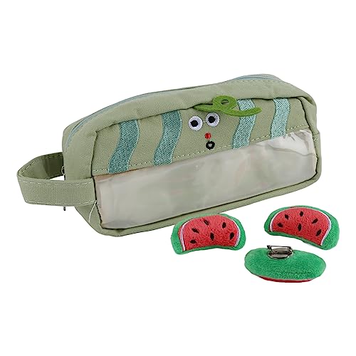 Baxnore Large Bleistiftkoffer, süße Cartoon -Bleistiftbeutel, Zipper -Leinwand -Stiftkoffer, Büro -Schreibwaren -Make -up -Tasche, Stifthalter für das Haus der Heimschule (Grün) von Baxnore