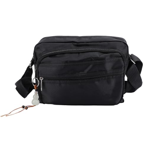 Baxnore Nylon Fabric Messenger -Beutel, wasserdichte Männerpackungen, Männer Umhängetasche, Verstellbarer Gurt -Schulter -Rucksack, Mehrzweck -Schlingenbeutel zum Pendeln (Schwarz) von Baxnore