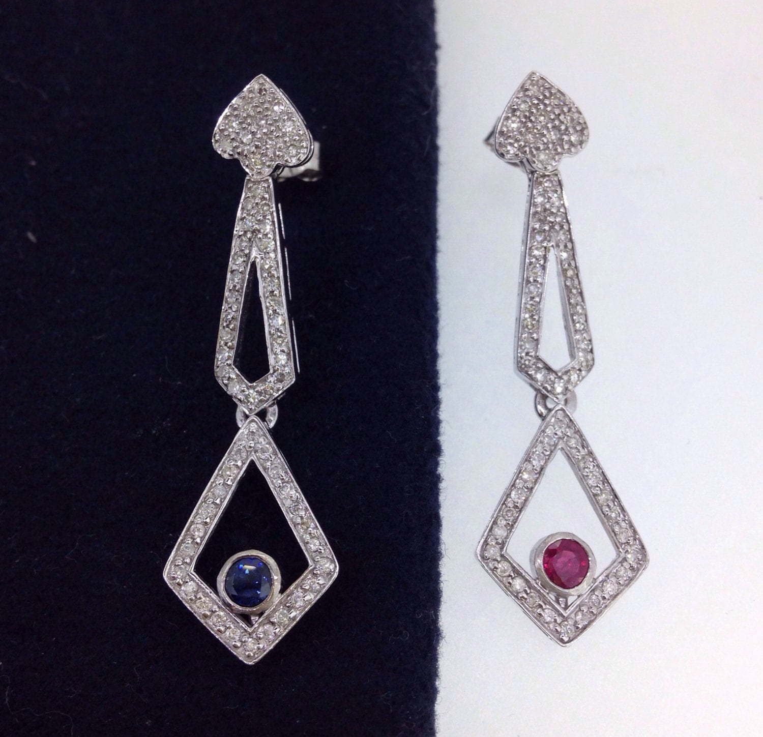 Tag Und Nacht Rubin, Saphir Diamant Ohrringe von BaxterAndHanks