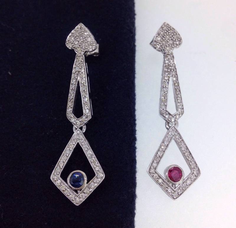 Tag Und Nacht Rubin, Saphir Diamant Ohrringe Tag Und Nacht Rubin, Saphir Diamant Ohrringe von BaxterAndHanks