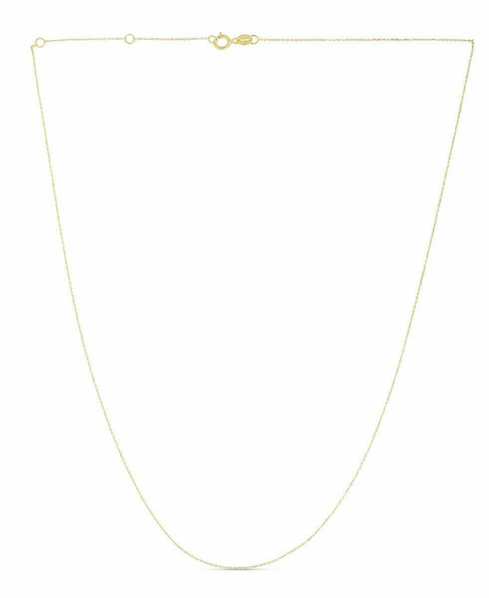 0, 8mm Doppelt Ausziehbare Kabelkette Mit Federring Echt 14K Gelbgold 18" von BayamJewelry