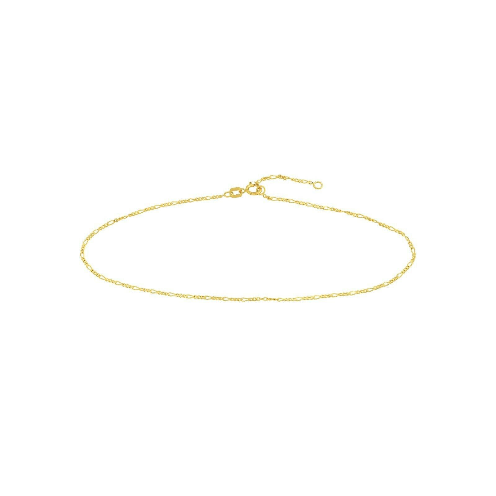 1, 3 Mm Verstellbare Figaro Knöchel Fußkettchen Real 14K Gelbgold 10" von BayamJewelry