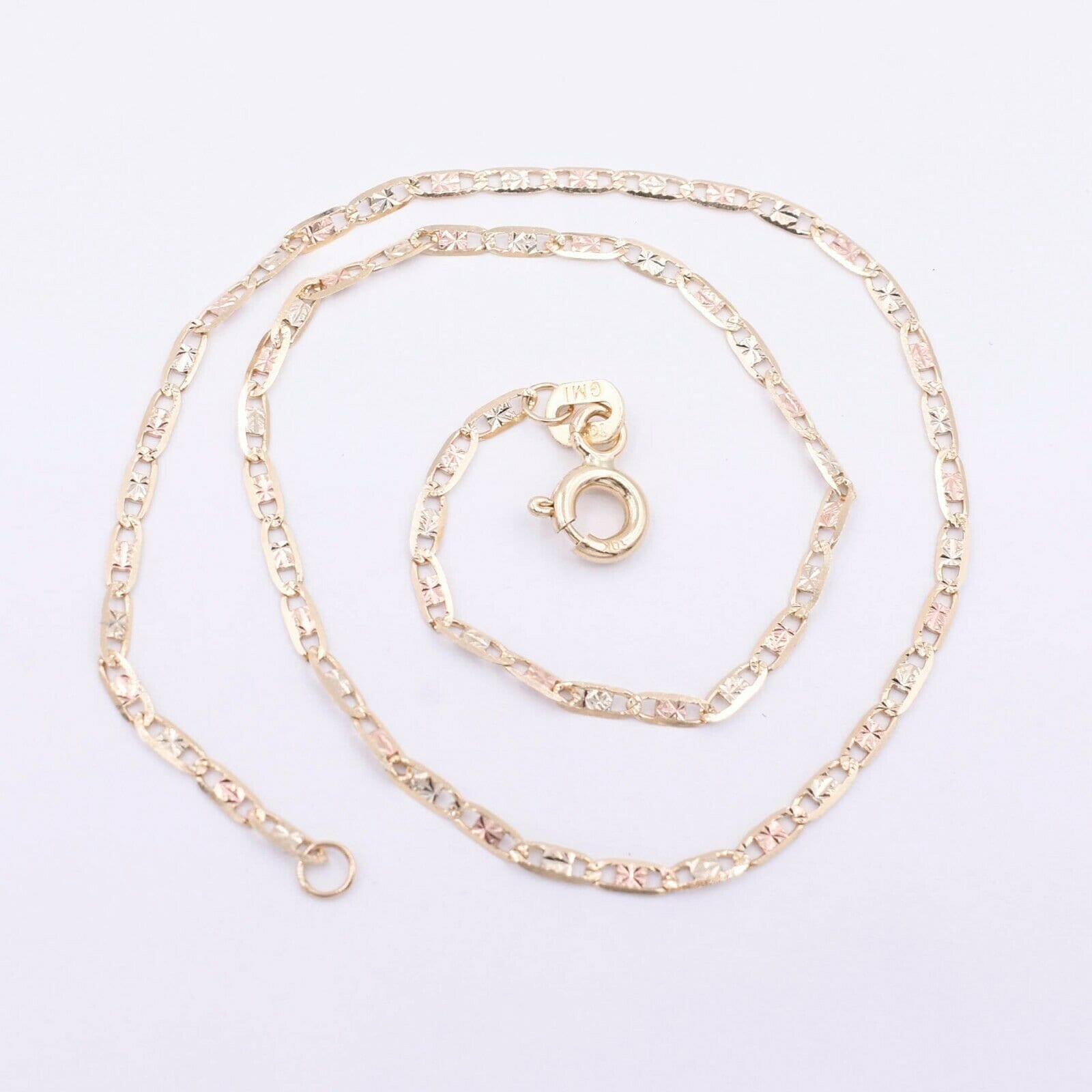 1, 5mm Tri-Color Strukturierte Valentino Mariner Fußkettchen Echt 10K Gold 10" von BayamJewelry