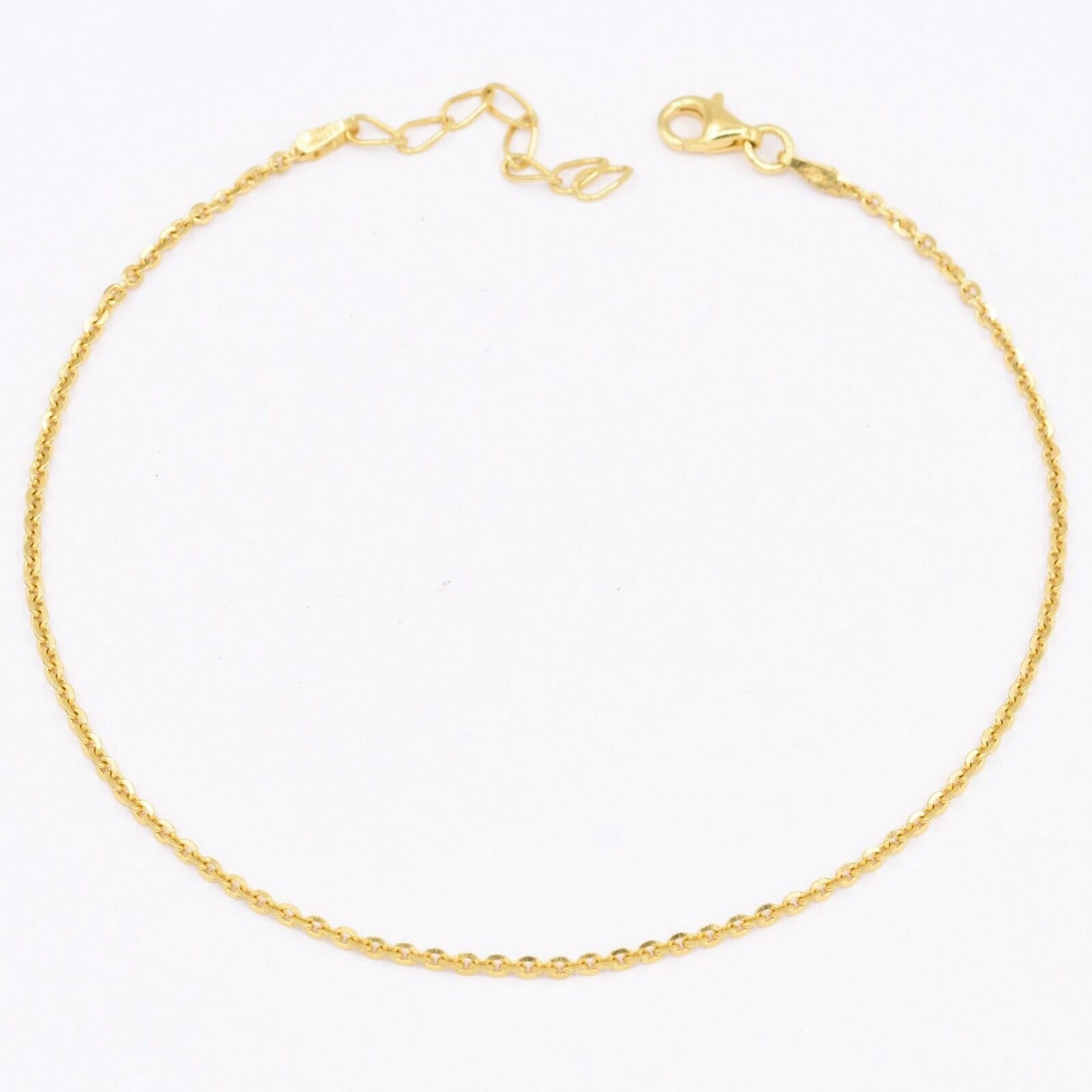 1, 8mm Kabelkette Fußkettchen Halskette 14K Gelbgold Verschluss Silber 925 Italien 9+1" von BayamJewelry