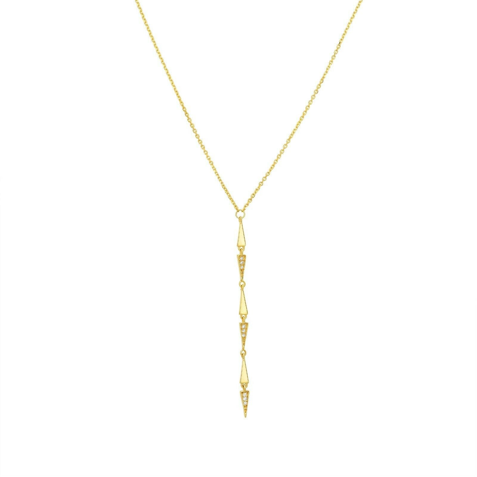 1/20Ct Diamant Tropfen Lariat Verstellbare Halskette Echt 14K Gelbgold 18" von BayamJewelry