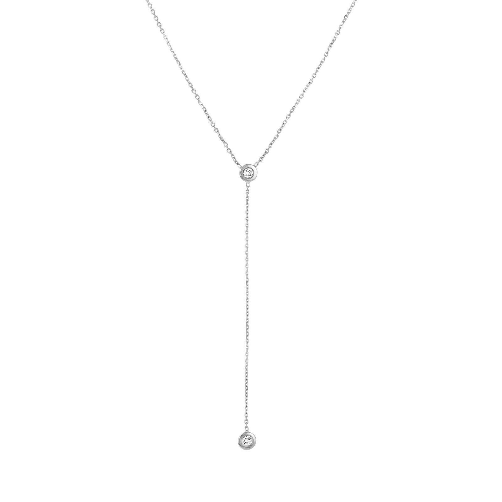 1/20Tcw Diamant Verstellbare Y Halskette Echt 14K Weißgold 18" von BayamJewelry