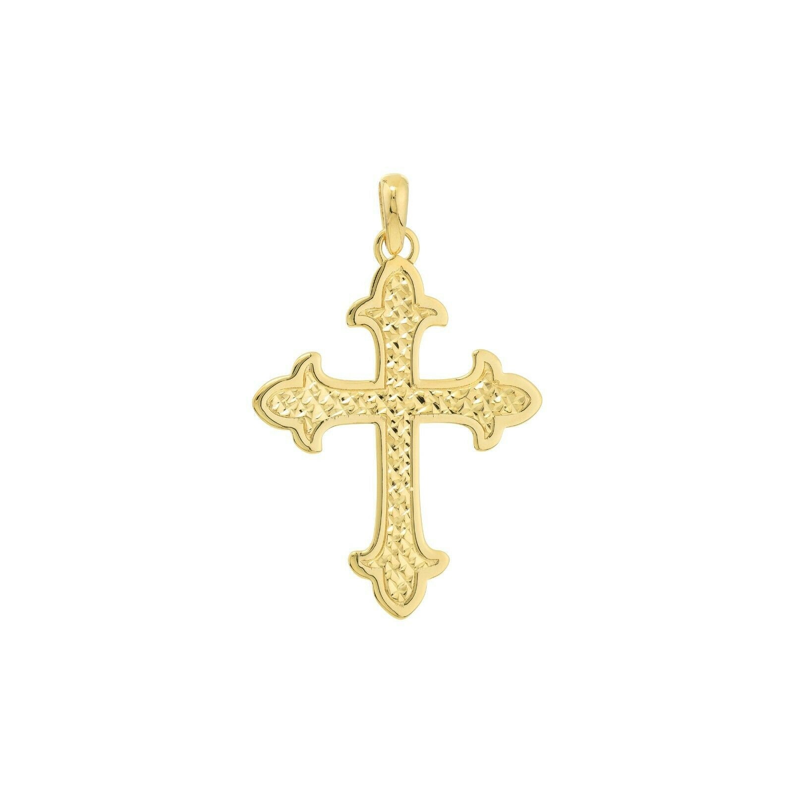 1 3/8" Diamantschliff Orthodoxer Kreuz Anhänger 14K Gelbgold von BayamJewelry