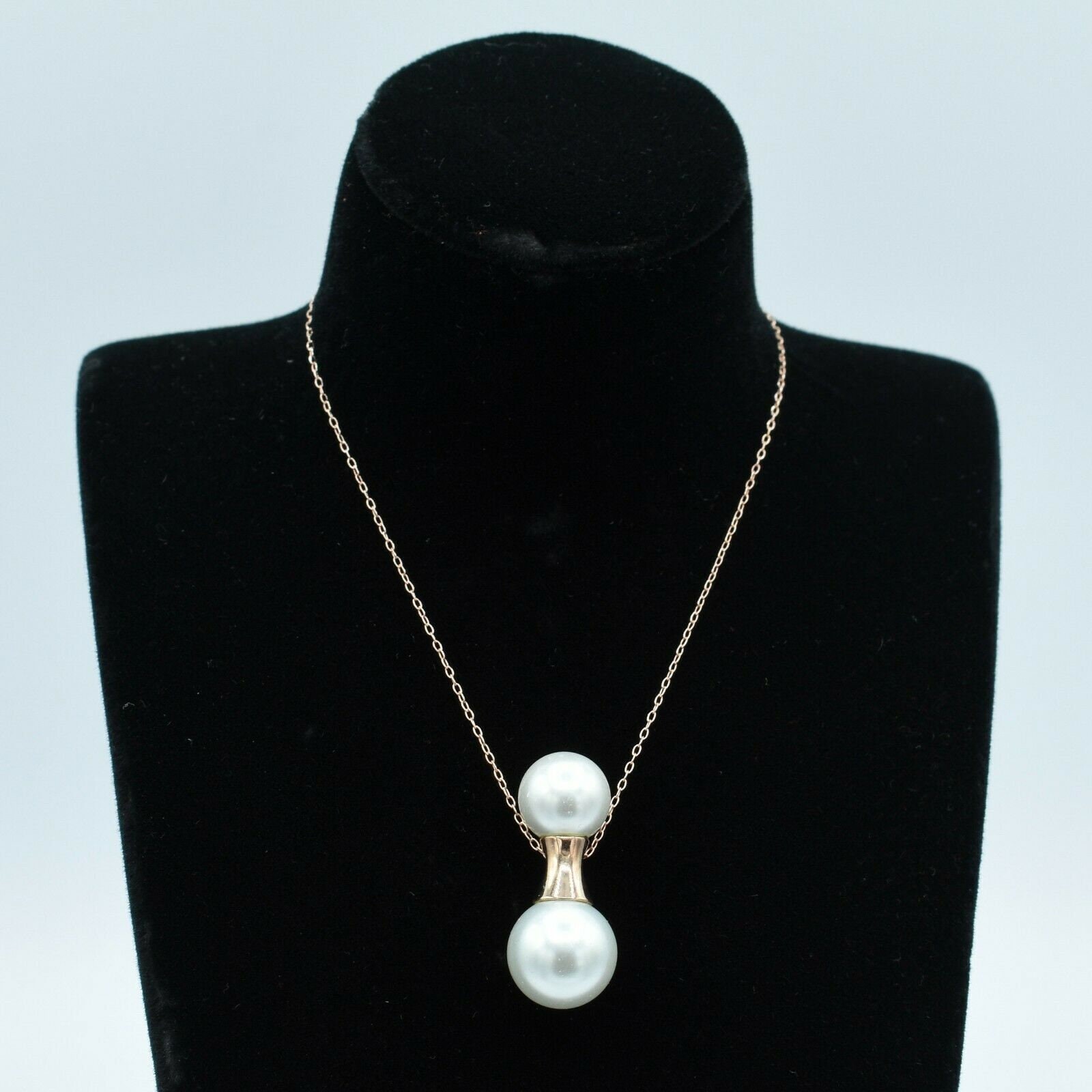 1" Doppelte Perlenkette 14K Roségold Verschluss Silber 18" von BayamJewelry