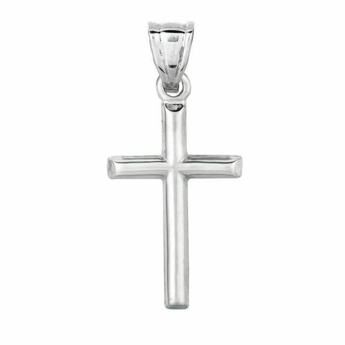 1"Geschliffenes Petite Cross Anhänger Echt 14K Weißgold 0.5Gr von BayamJewelry