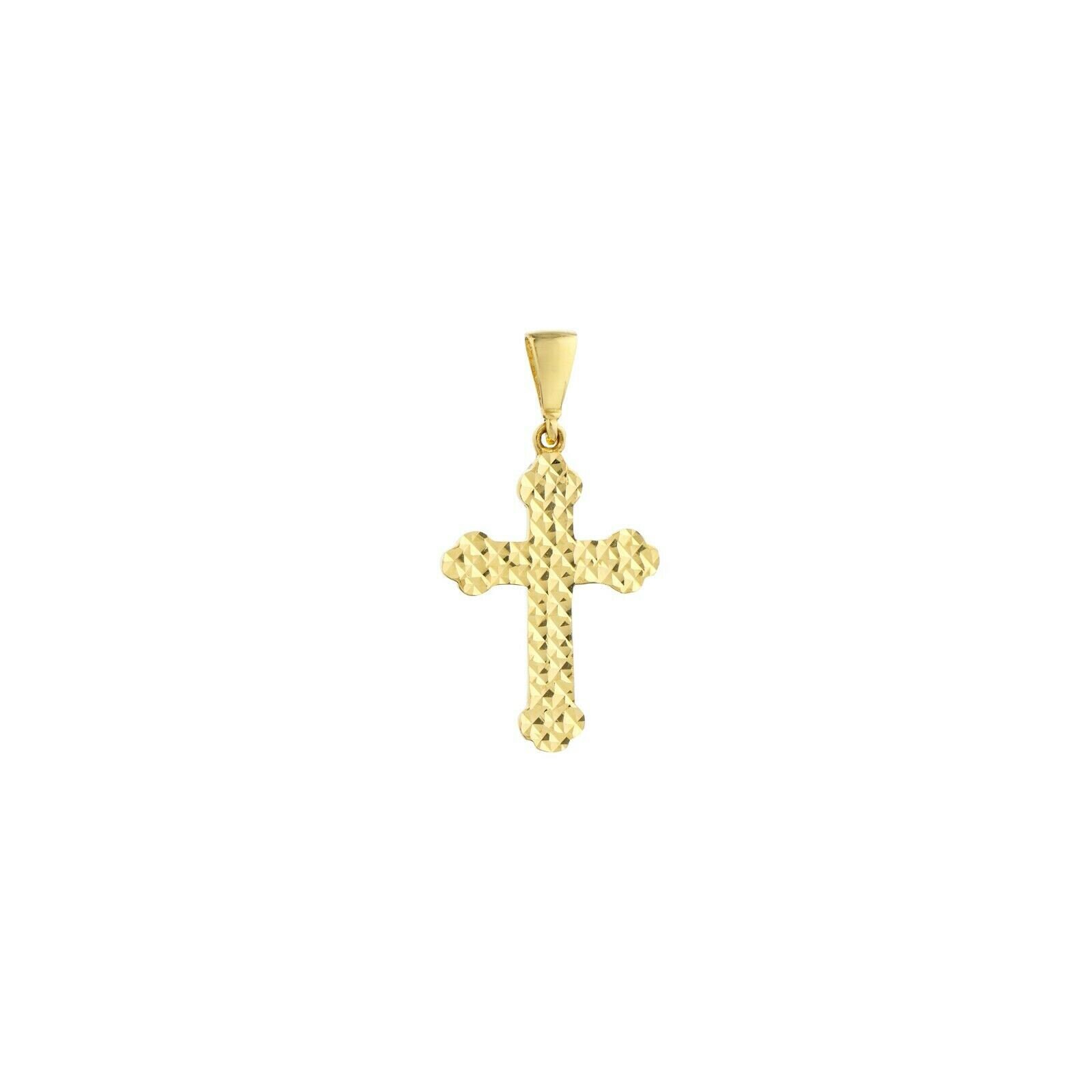 1" Texturiertes Kreuz Jesus Charm Anhänger Echt 14K Gelbgold von BayamJewelry