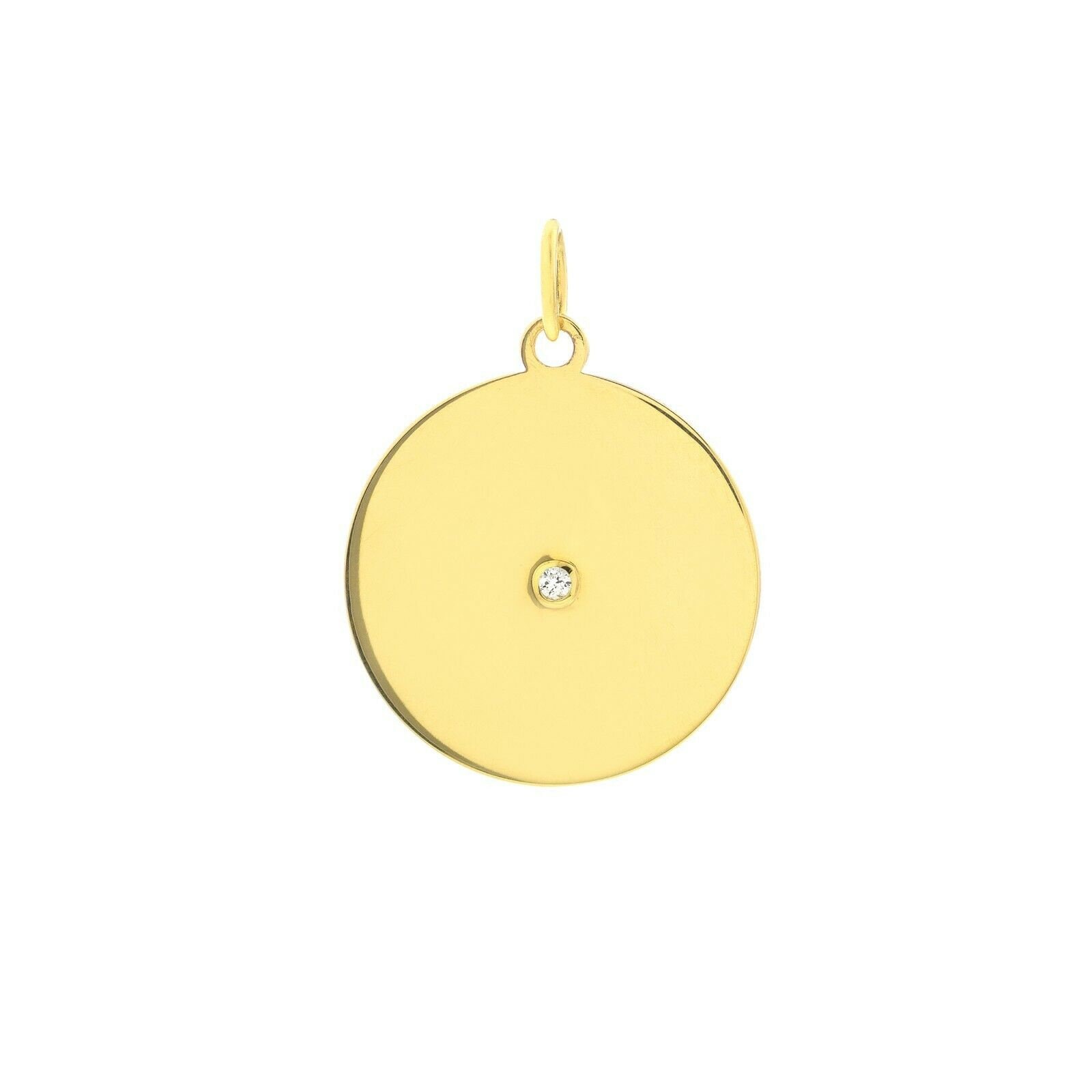 1.5Pt Diamant Scheibe Kreis Charm Anhänger 14K Gelbgold von BayamJewelry