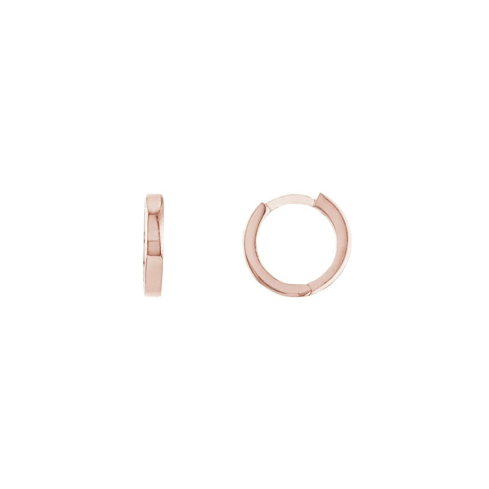 10mm Eckige Draht Huggie Hoop Ohrringe Echt 14K Roségold 1, 30 Gramm von BayamJewelry