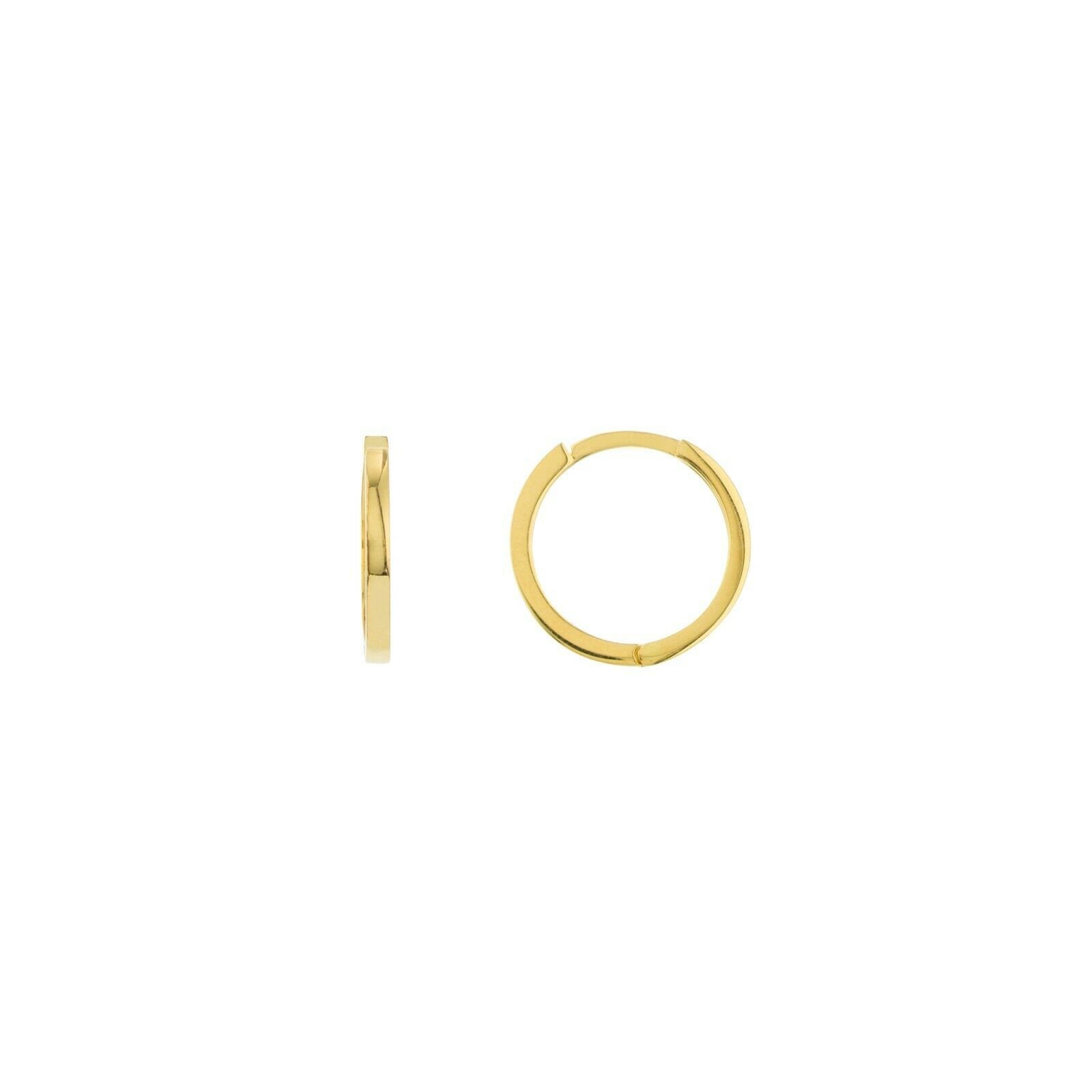 14mm Eckige Draht Huggie Hoop Ohrringe Echt 14K Gelbgold 1, 80 Gramm von BayamJewelry