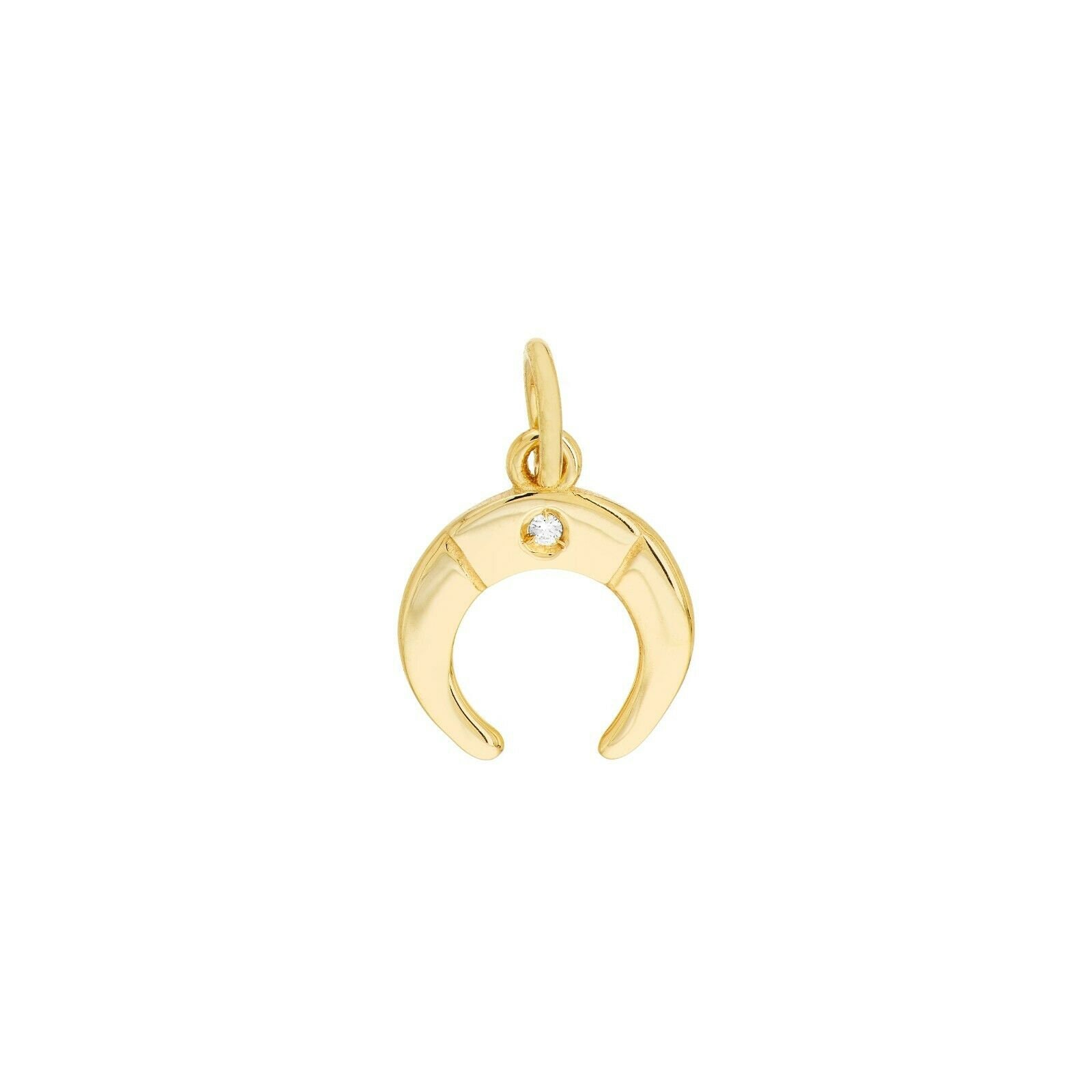 1Pt Diamant Halbmond Charm Anhänger 14K Gelbgold von BayamJewelry