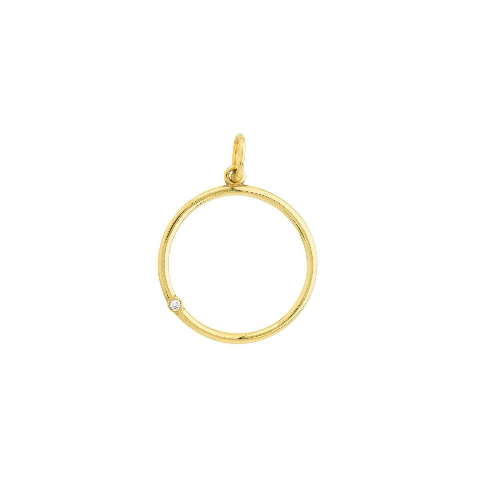 1Pt Diamant Offener Kreis Charm Anhänger 14K Gelbgold von BayamJewelry