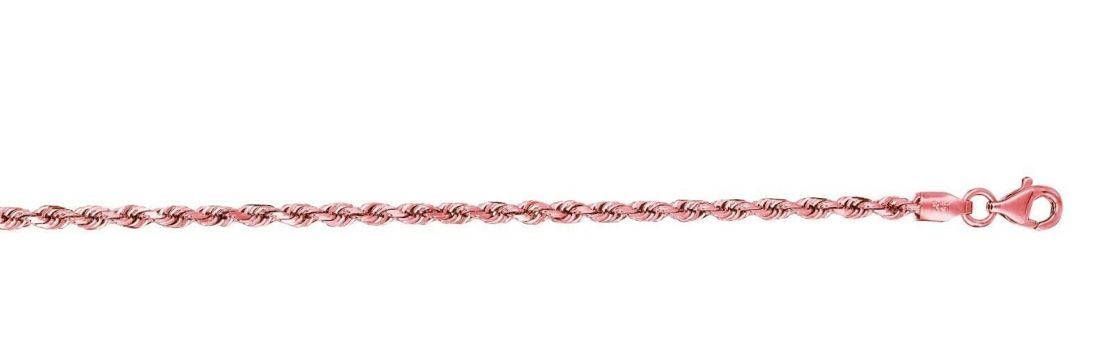 2, 3mm Massiver Diamantschliff Seil Kette Halskette Echt 14K Roségold Alle Größen von BayamJewelry