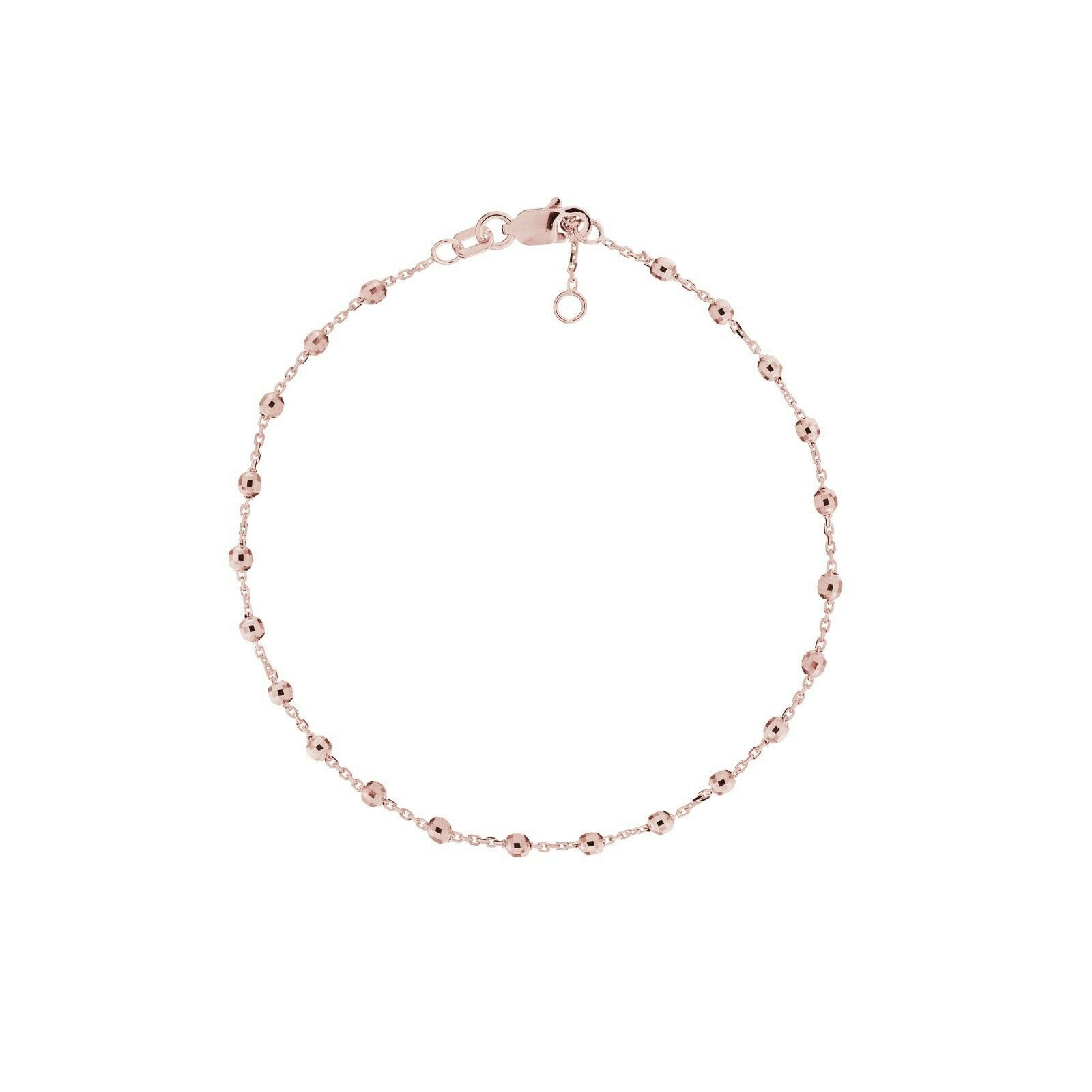 2, 5mm Diamantschliff Perle Verstellbares Kettenarmband Echt 14K Roségold Bis 7, 5" von BayamJewelry