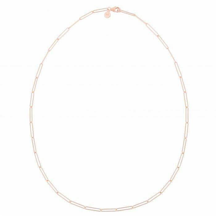 2, 7 Mm Draht Büroklammer Link Kette Halskette Real 14K Rose Gold von BayamJewelry