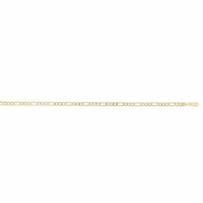 3, 4 Mm Lite Zwei-Ton-Pave Figaro Kette Halskette Echte 14K Gelb Weiß Gold von BayamJewelry