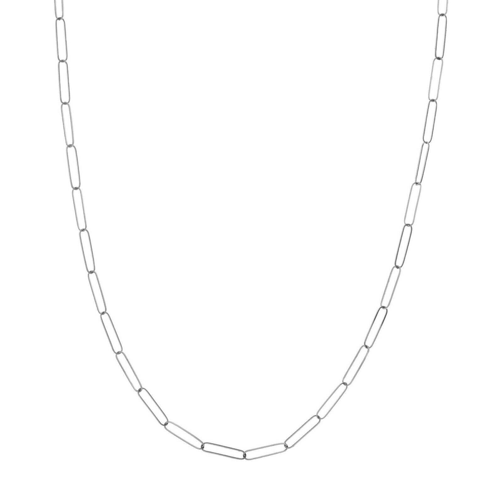 3, 4mm Papierclip Lange Gliederkette Halskette 14K Echt Weiß Gold von BayamJewelry