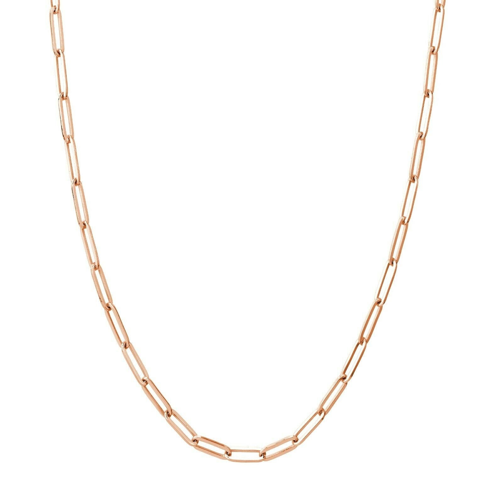 3, 85 Mm Büroklammer Lange Gliedkette Halskette 14K Echte Rose Gold von BayamJewelry