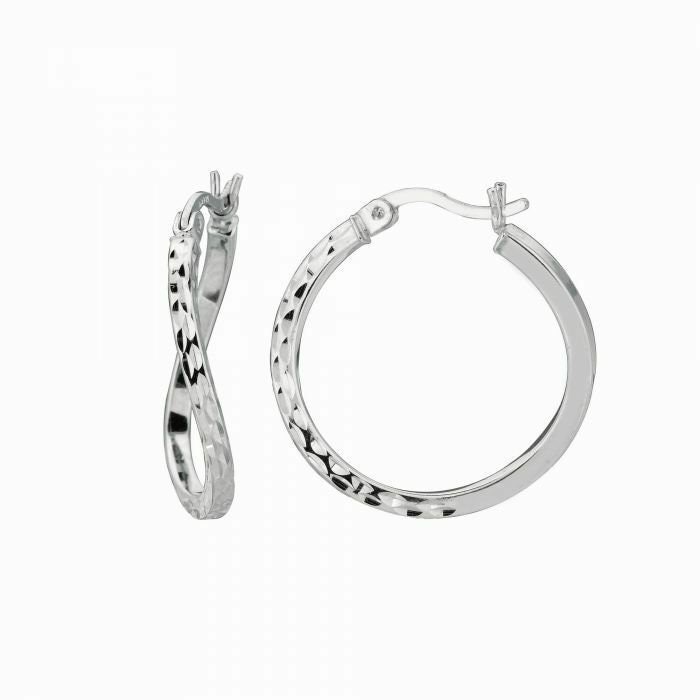 3/4" Diamant Cut Fancy Twist Huggie Hoop Ohrringe 925 Sterling Silber von BayamJewelry