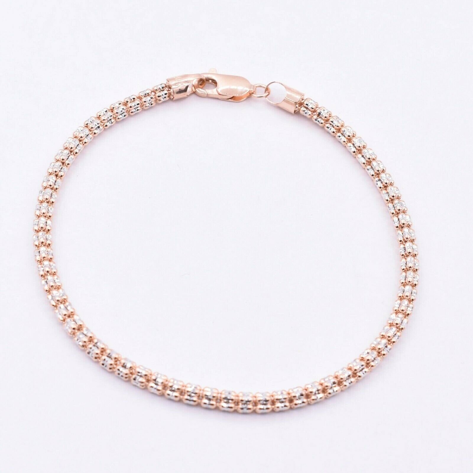 3.3mm Diamond Cut Iced Kettenglied Armband Echt 10K Weiß Rose Gold 8, 5 " von BayamJewelry