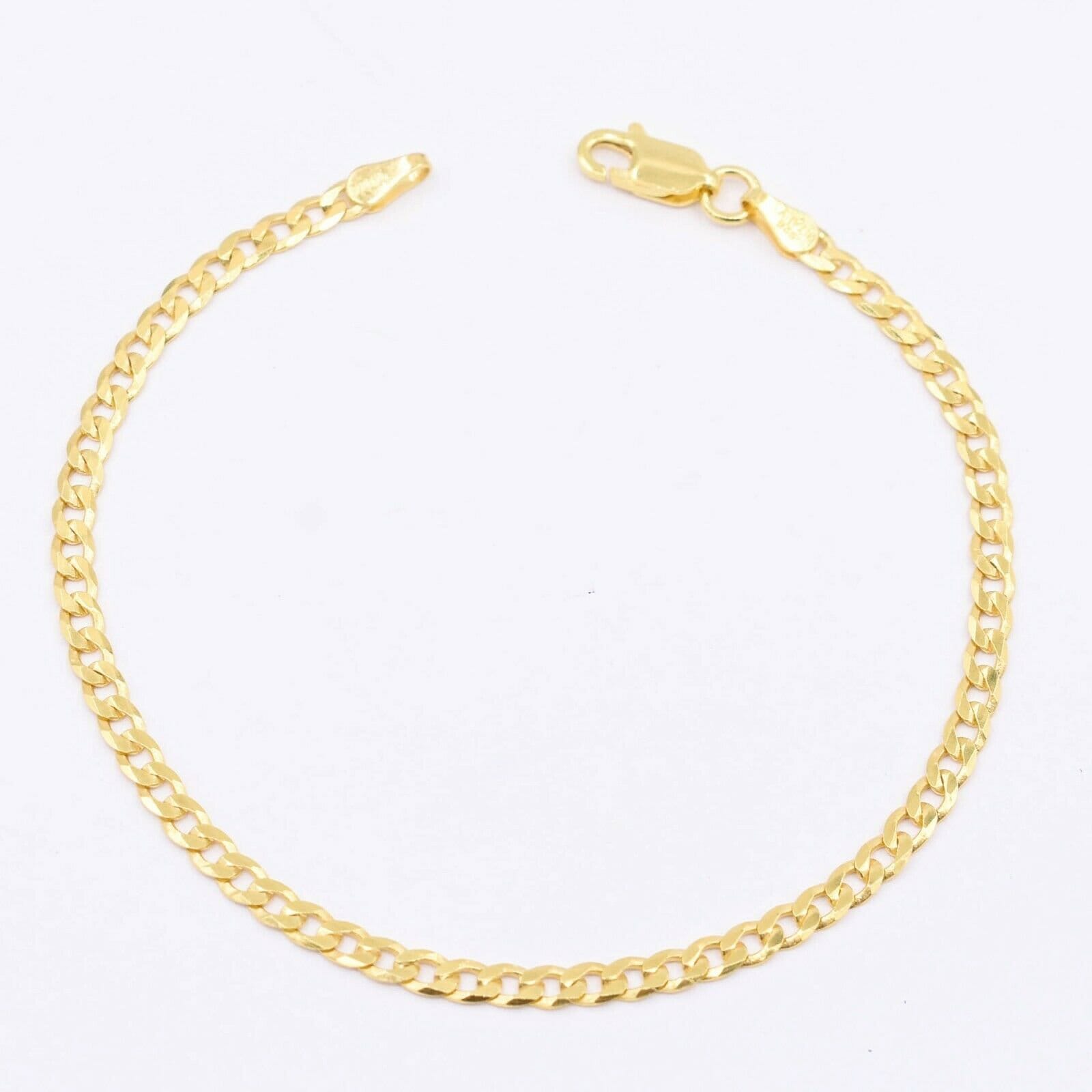 3mm Miami Cuban Kette Diamantschliff Armband 14K Gelbgold Verschluss Silber 925 7" von BayamJewelry