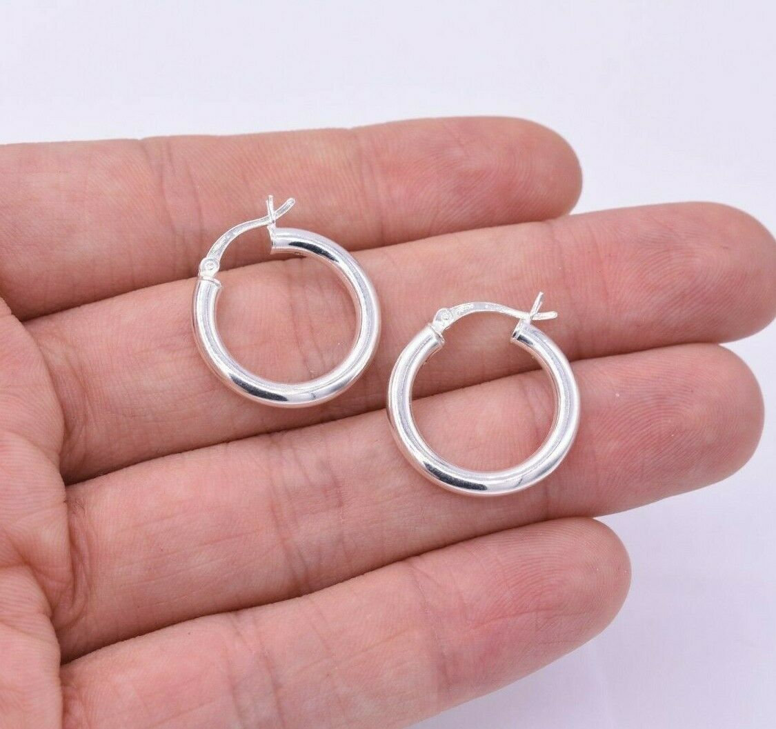 3mmx22mm Polierte Kleine Hoop Ohrringe 925 Sterling Silber von BayamJewelry