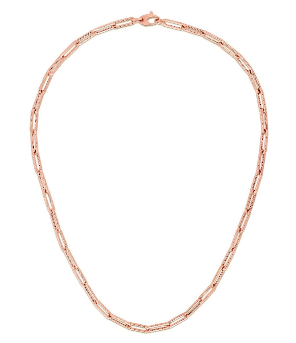 4, 2mm Papierclip Gliederkette Halskette Echt 14K Roségold 18" von BayamJewelry