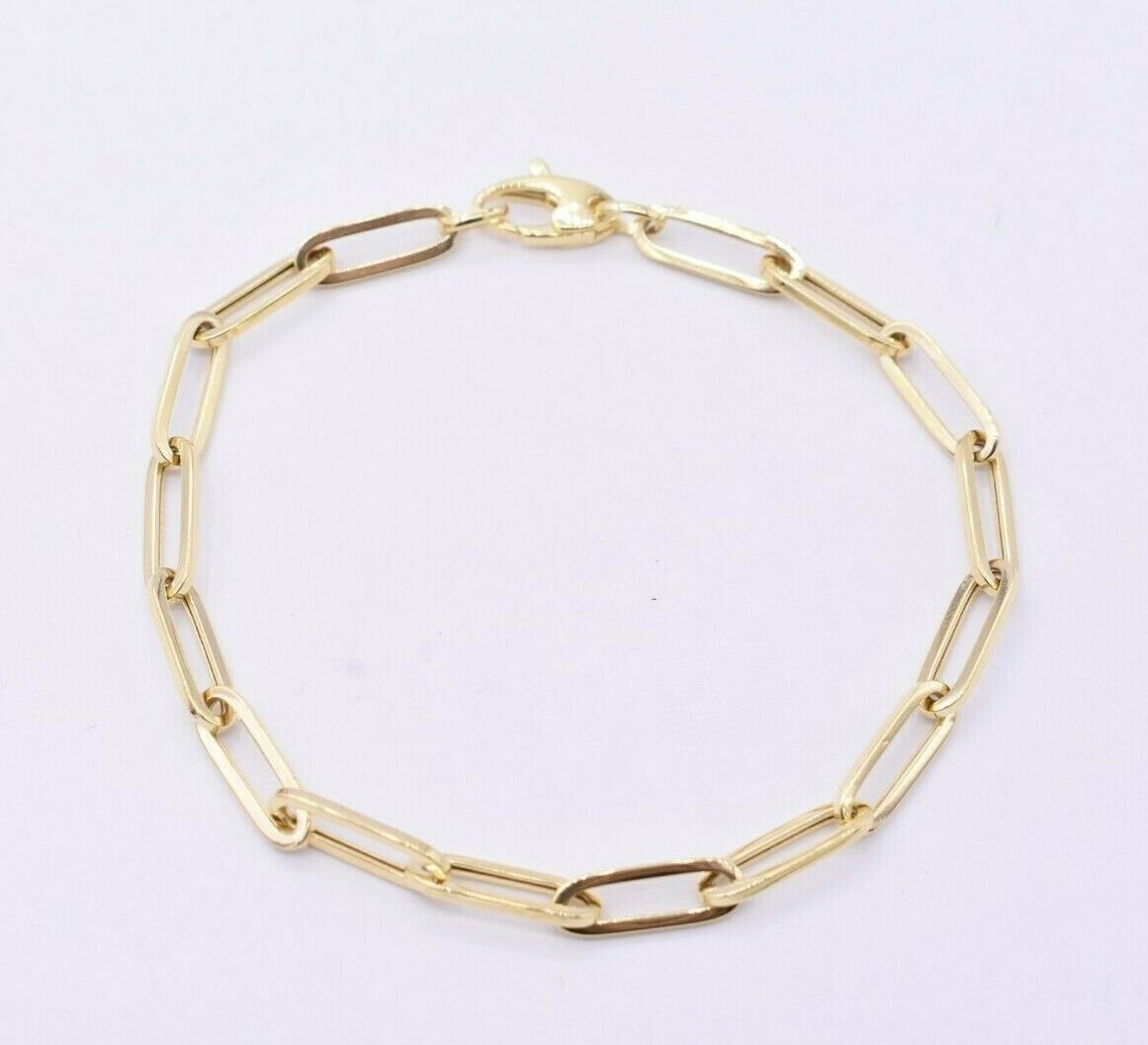 4.5mm Büroklammer Link Armband Echt 10K Gelb Gold Alle Grössen von BayamJewelry