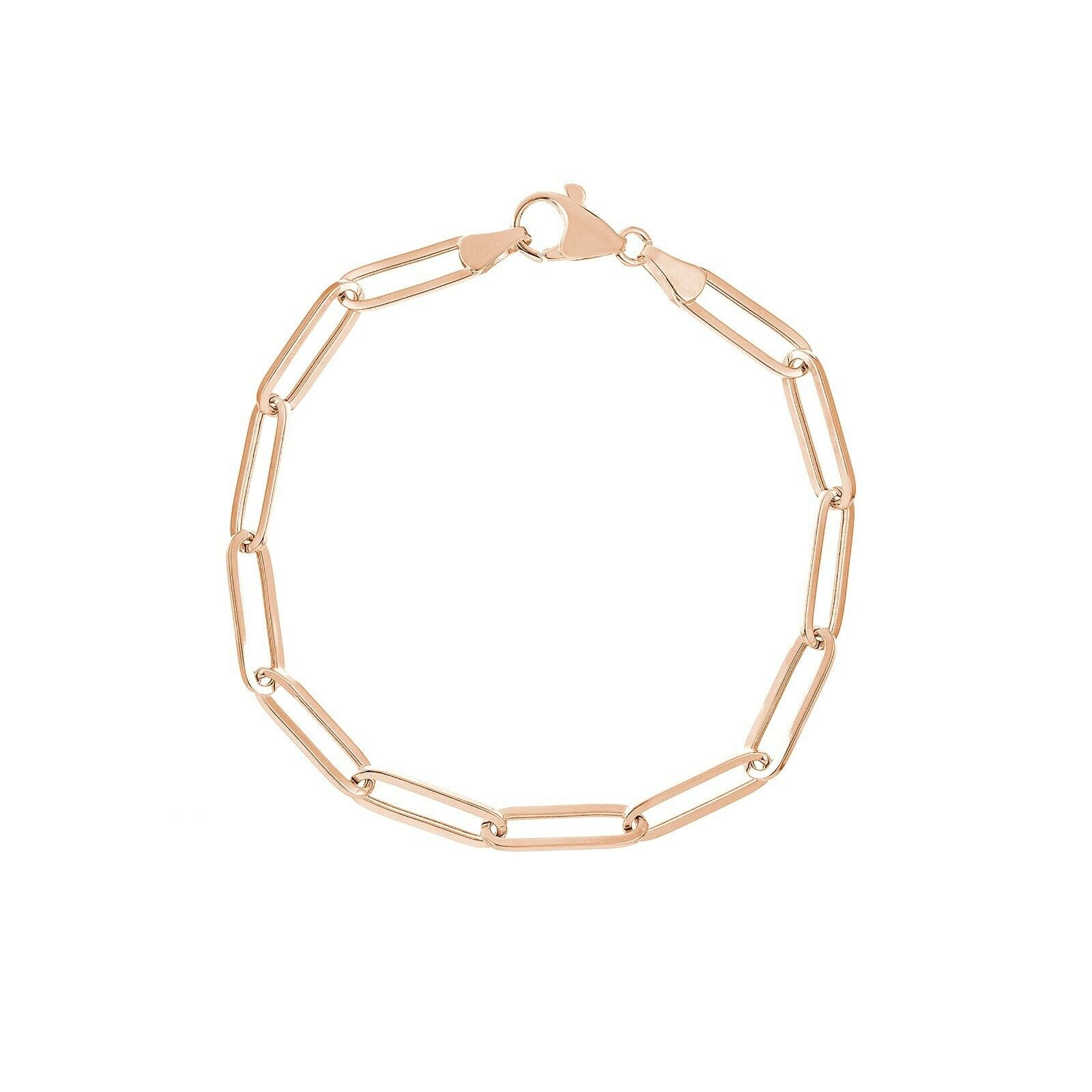 5mm Papierclip Kette Armband Echt 14K Roségold von BayamJewelry