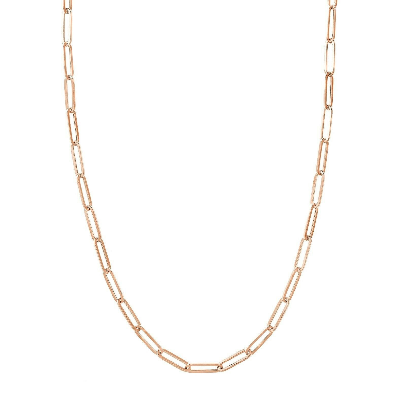 5mm Papierclip Kette Halskette Echt 14K Roségold Alle Größen von BayamJewelry