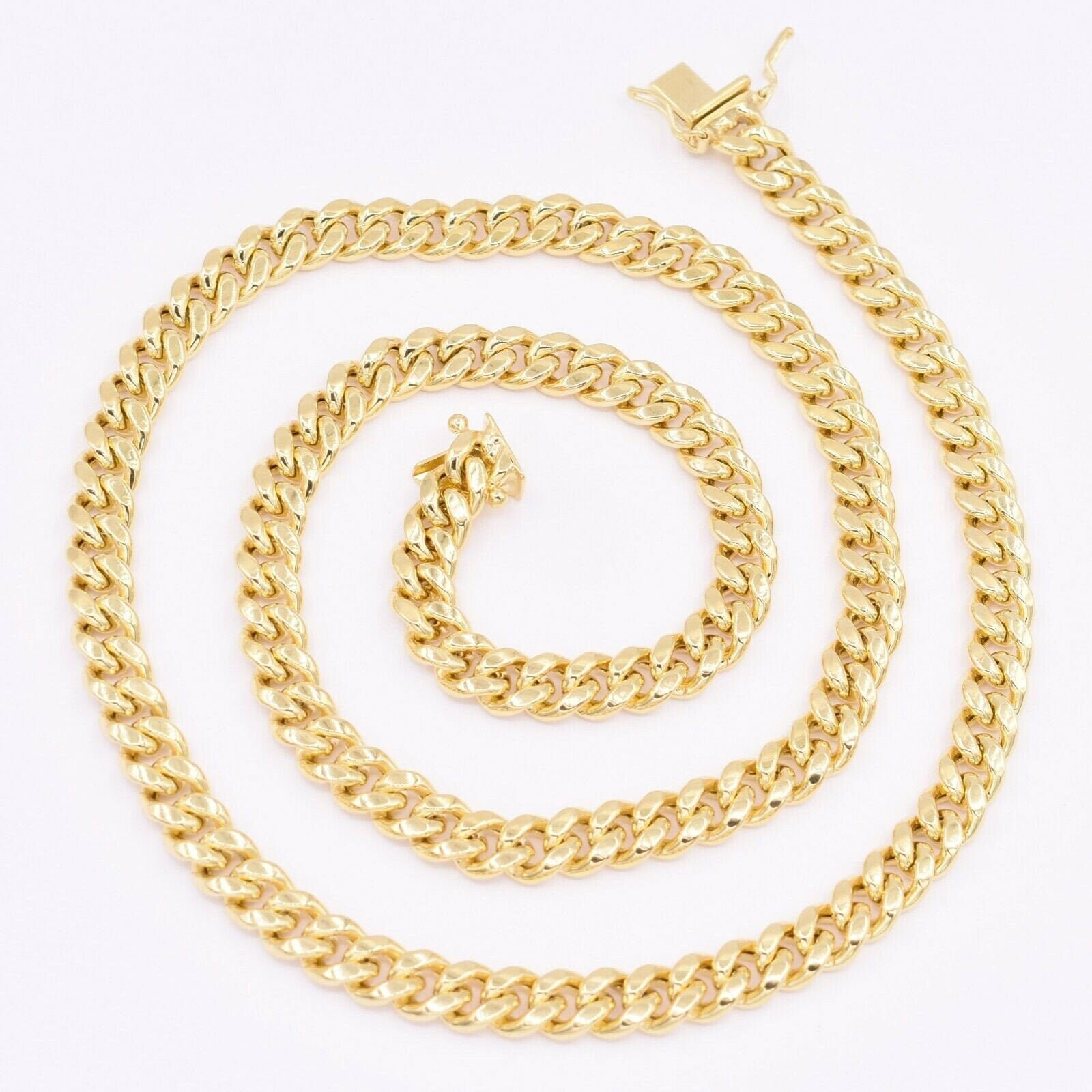 6, 7mm Miami Cuban Kette Halskette Echt 10K Gelbgold Alle Größen von BayamJewelry