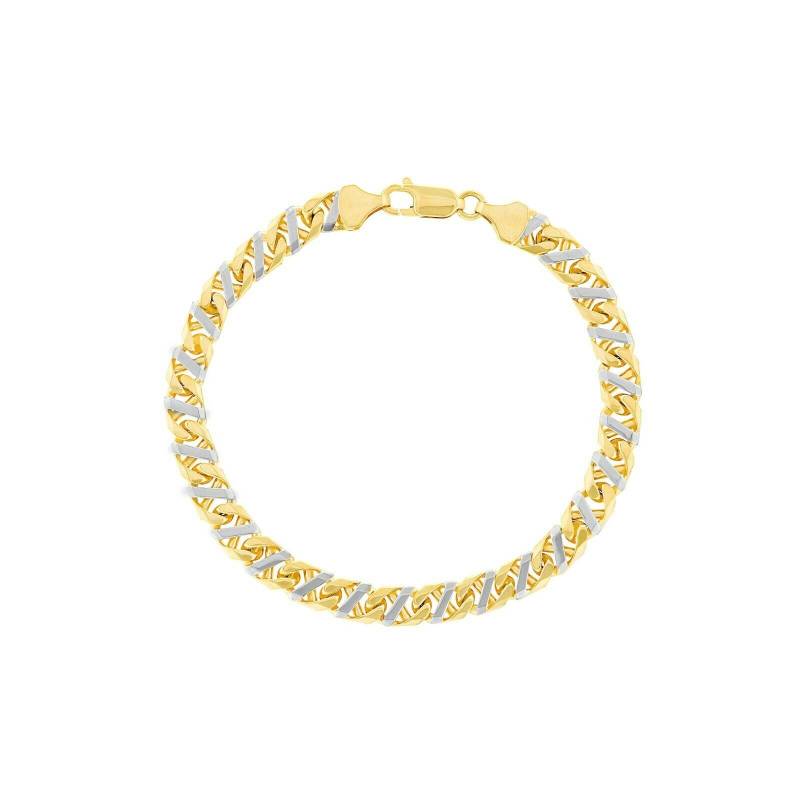 6, 9 Mm Zweifarbiges Fancy Mariner Gliederkettenarmband Echt 14K Gelb-Weißgold von GoldumNYC