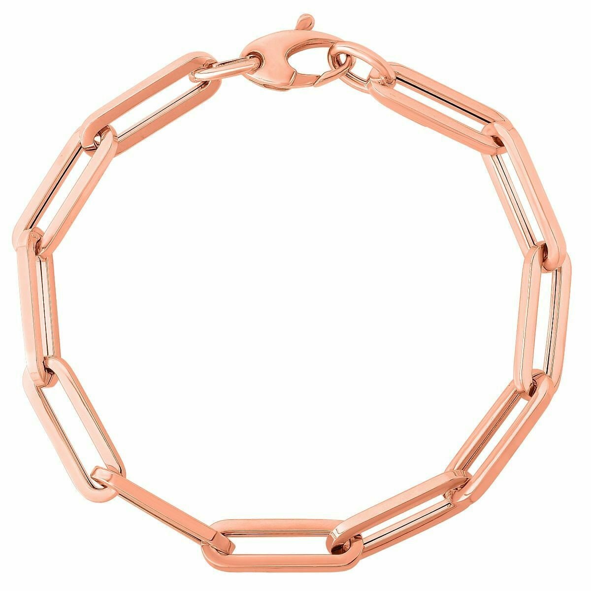 6mm Paperclip Gliederarmband Echt 14K Rose Gold von BayamJewelry