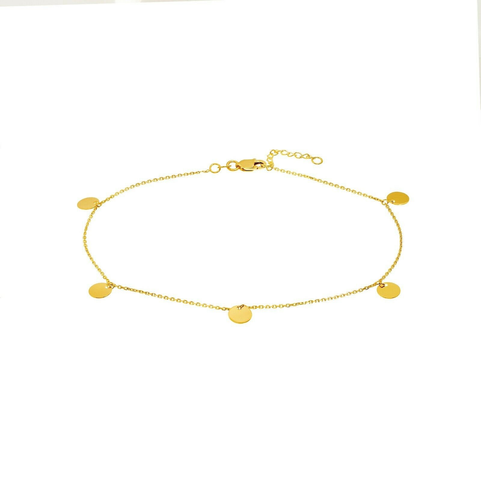 6mm Verstellbare Baumbild Mini Disk Fußkettchen Kette Real 14K Gelbgold 10" von BayamJewelry