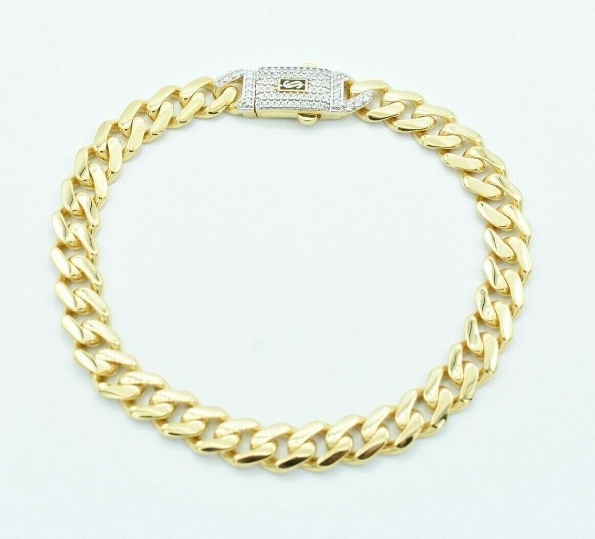 7, 5mm Miami Cuban Royal Link Armband Cz Box Verschluss Echt 10K Gelbgold von BayamJewelry