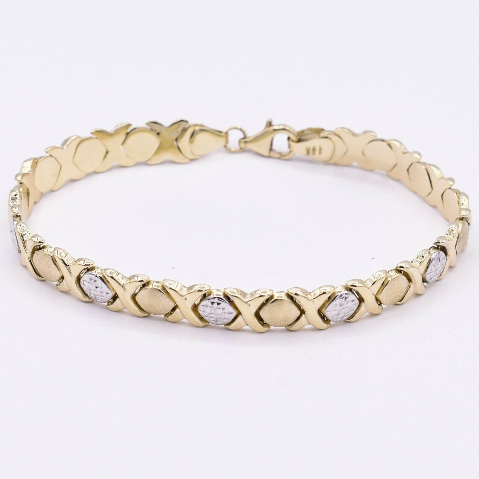 7 3/4" Diamant Cut Hugs & Kisses Armband Echt 10K All Gelbgold von BayamJewelry