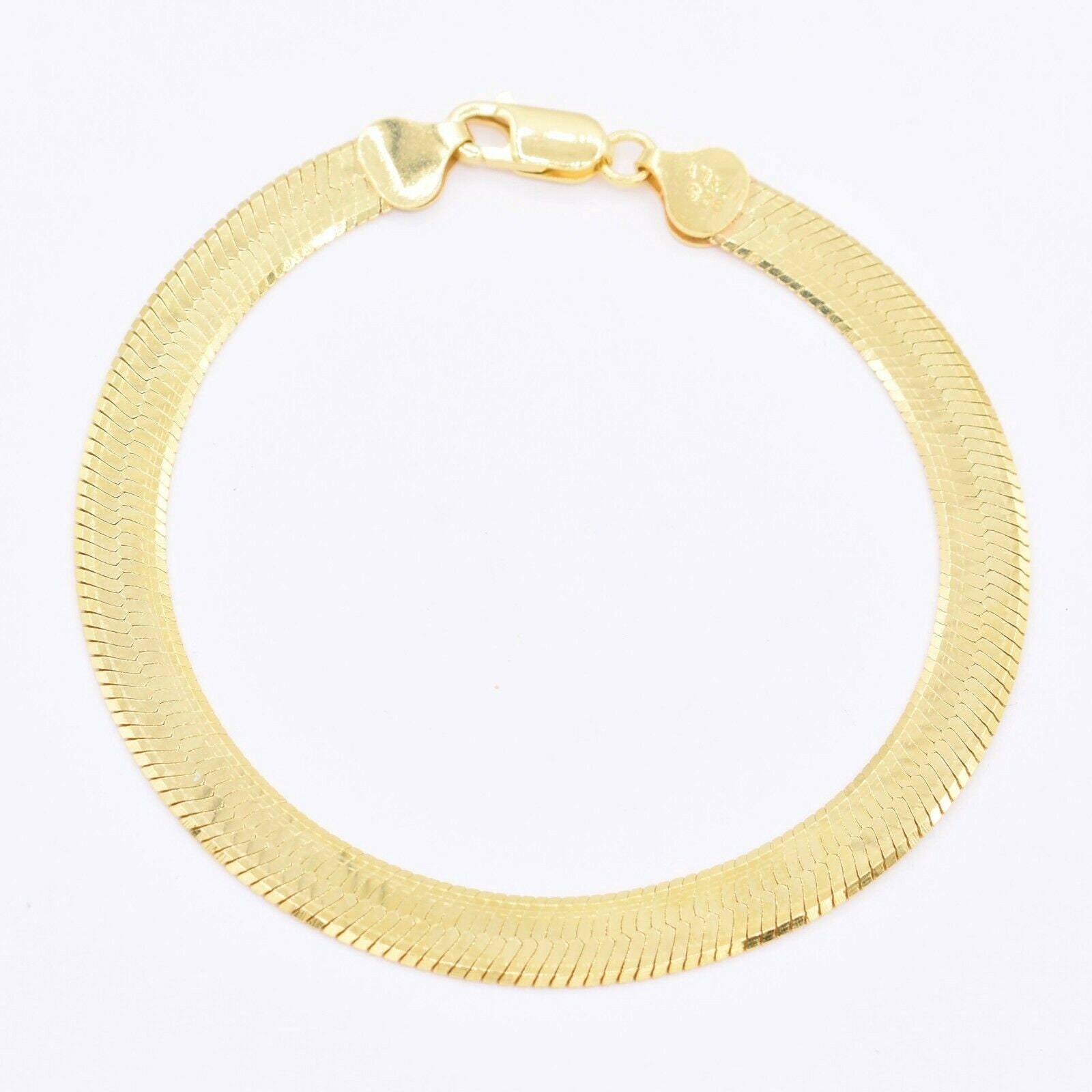 7mm Flexible Fischgrät Kette Armband Echt 14K Gelbgold Verschluss Silber 925 von BayamJewelry