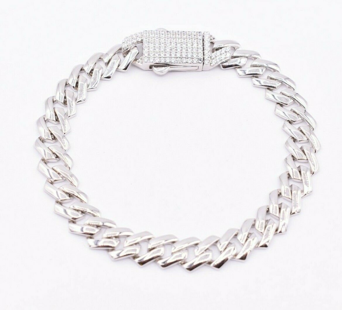 9mm Rand Miami Cuban Kette Cz Box Armband Echt Massives Sterling Silber 925 Größen von BayamJewelry