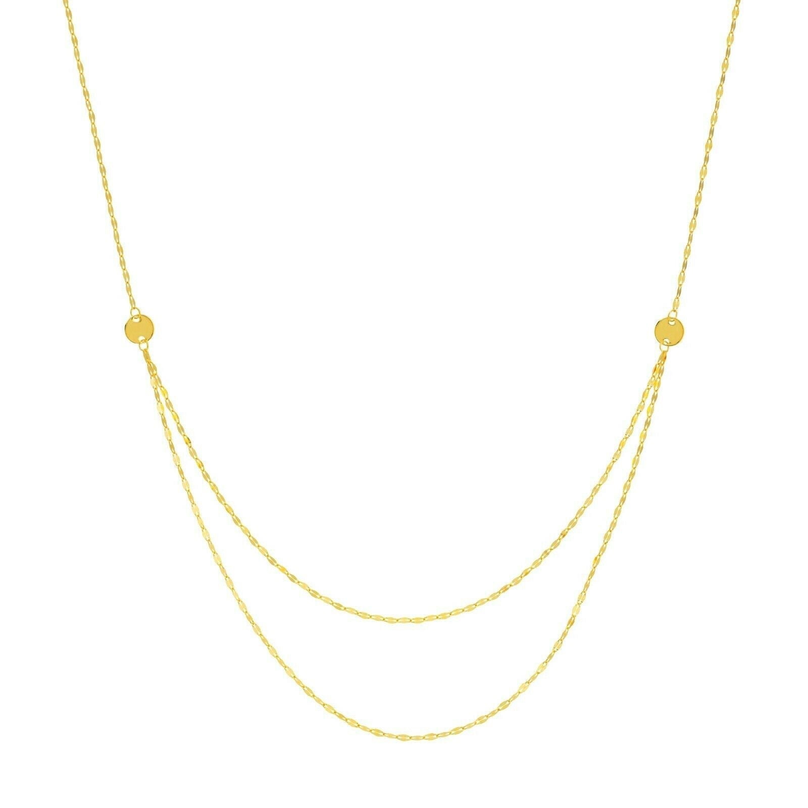 Abgestufte Gehämmerte Mariner Layered Mit Scheibe Halskette Echt 14K Gelbgold 18" von BayamJewelry