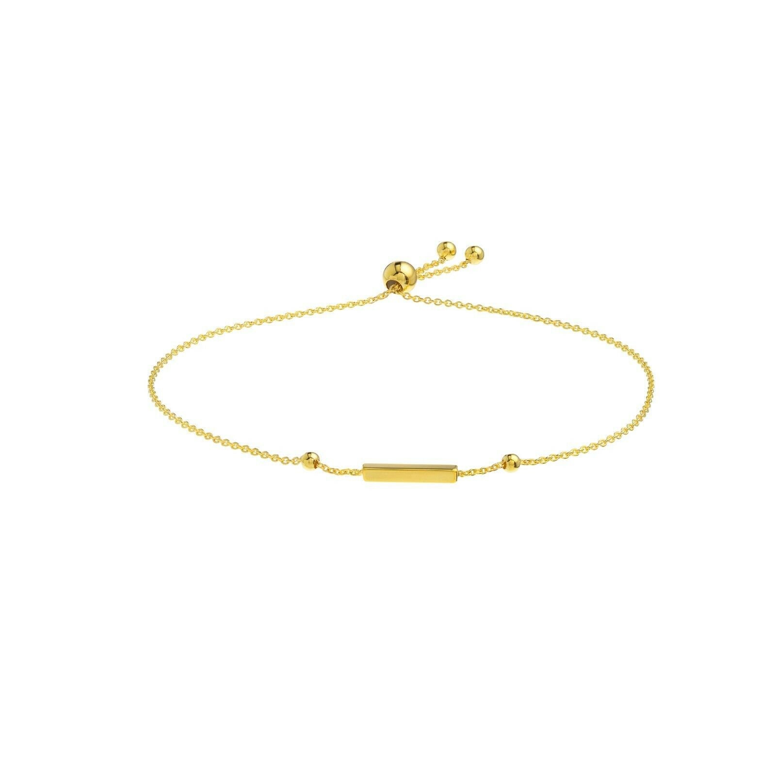 Bar Und Perlen Bolo Kette Armband Echt 14K Gelbgold Bis 9, 5" von BayamJewelry