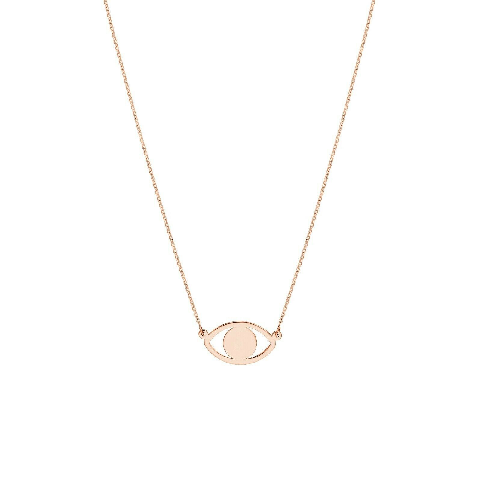 Cut Out Evil Eye Verstellbare Kette Halskette Echt 14K Roségold Bis 18" von BayamJewelry