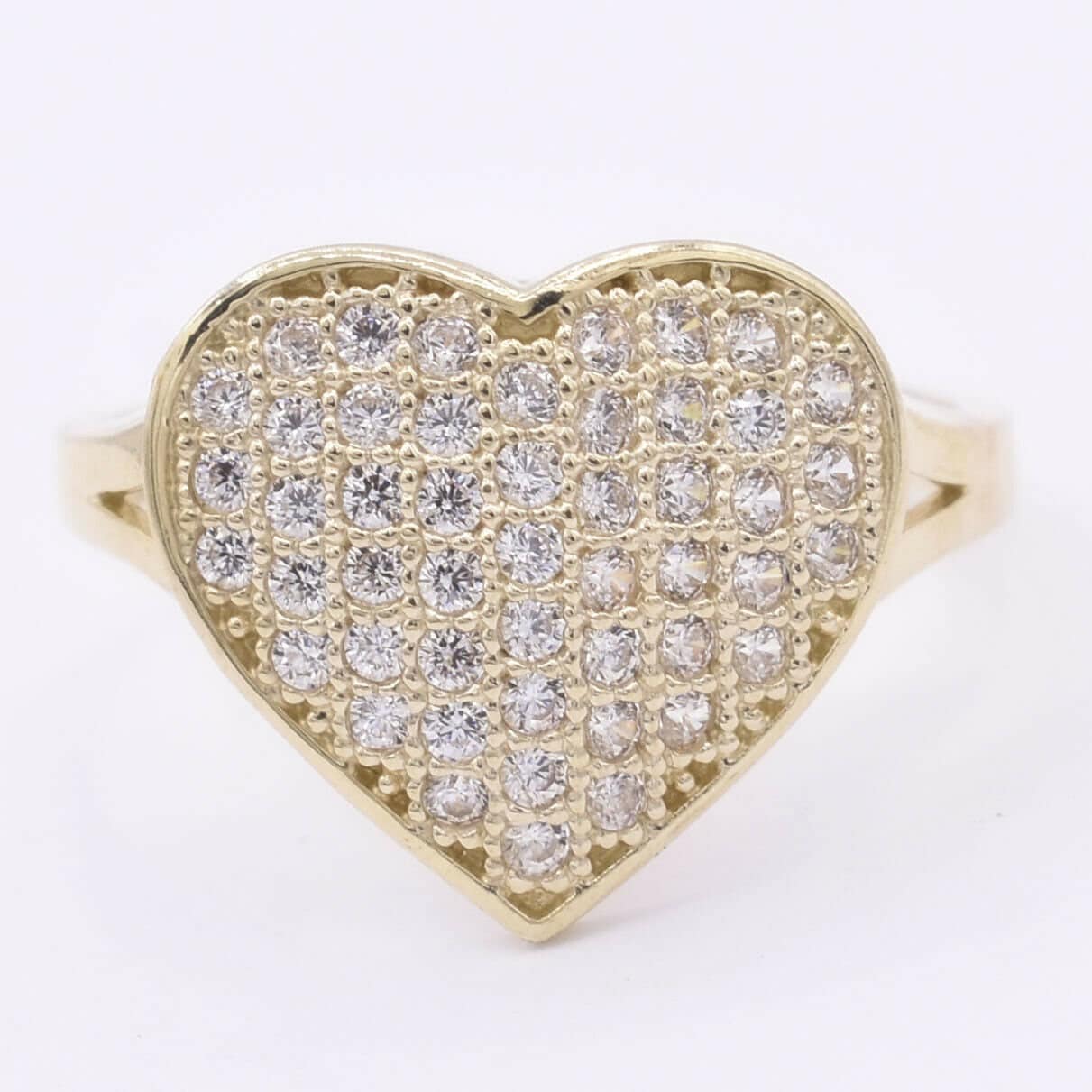 Damen Volles Herz Cz Verlobungsring Real Solid 10K Gelbgold von BayamJewelry