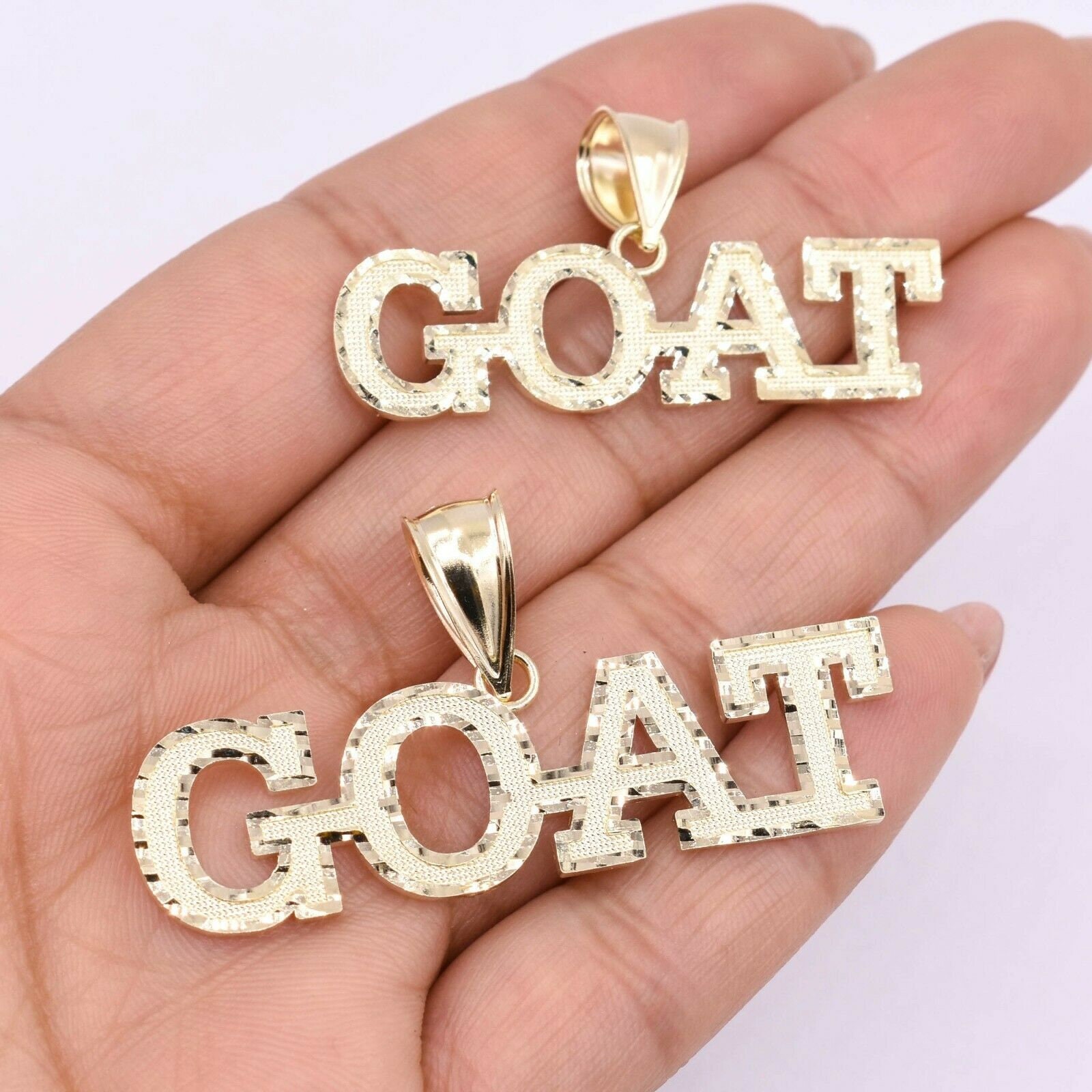 Diamantschliff "Goat" Hip-Hop Anhänger Charm Echtes Massives 10K Gelbgold Alle Größen von BayamJewelry