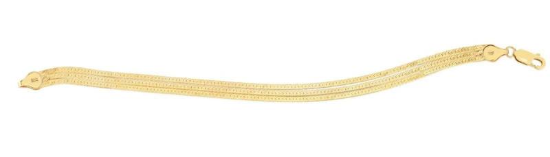 Dreireihiges Fischgrät Kettenarmband Mit Karabiner Verschluss Aus Echtem 14K Gelbgold von GoldumNYC