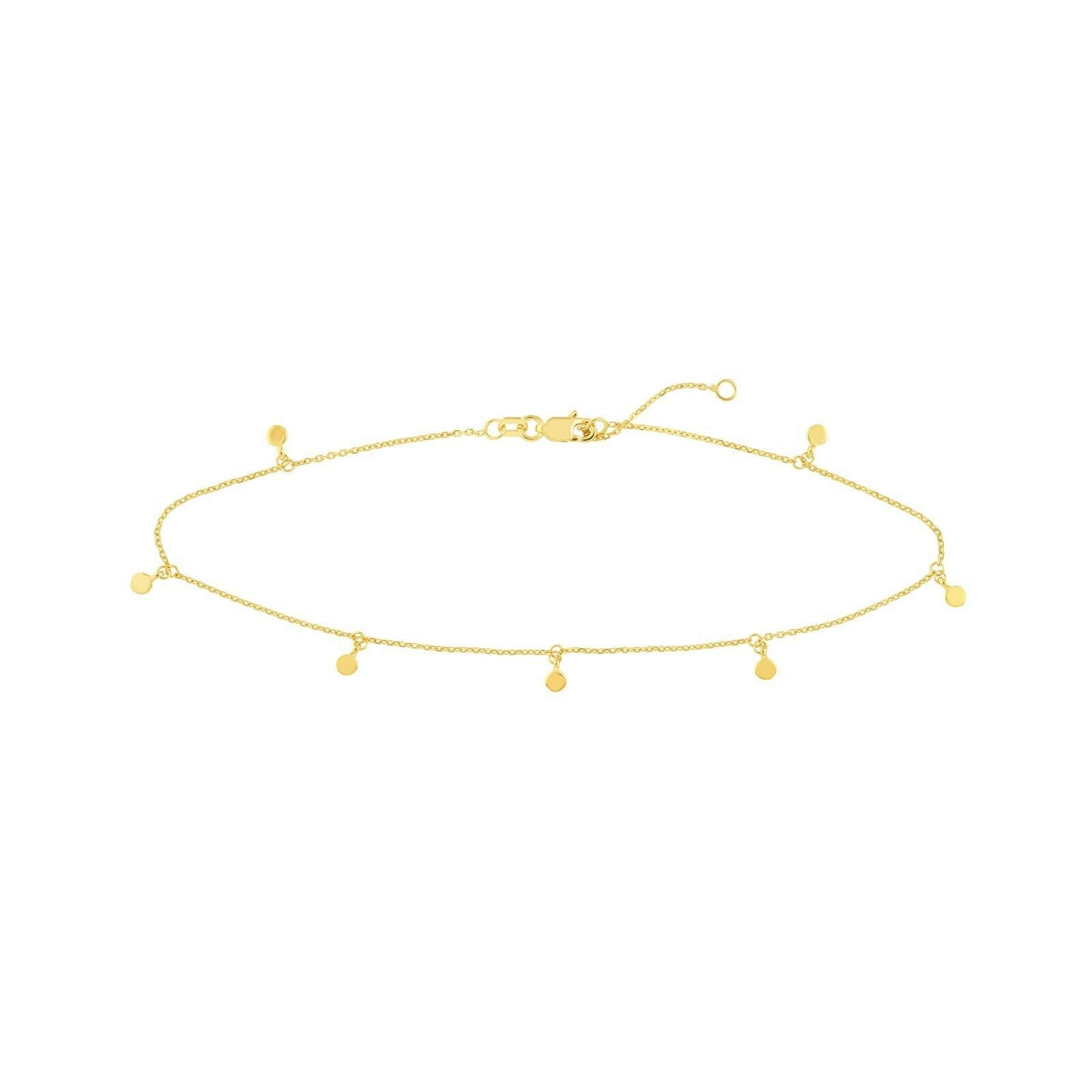 Einstellbare Baumbruch Scheibe Stationen Knöchel Fußkettchen Real 14K Gelbgold 10" von BayamJewelry