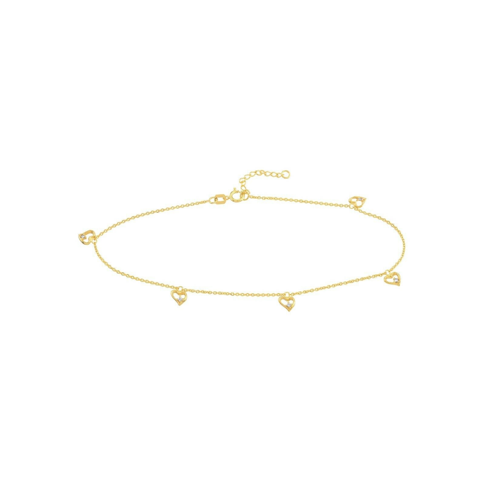 Einstellbare Multi Baumseigel Herz Fußkettchen Kette Real 14K Gelbgold 10" von BayamJewelry